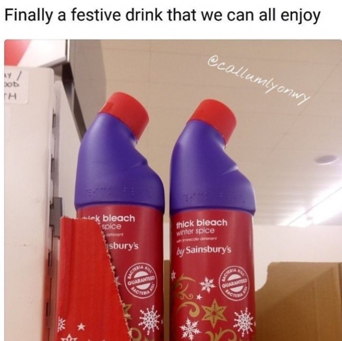 dank meme plastic bottle - Finally a festive drink that we can all enjoy Ly Pod H nick bleach spice thick bleach winter spice escote delen by Sainsbury's sbury's Guaranteed
