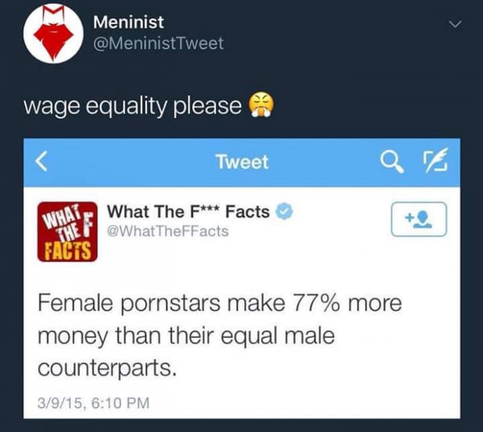 tweet pointing out that female porn stars are paid more than their male counterparts