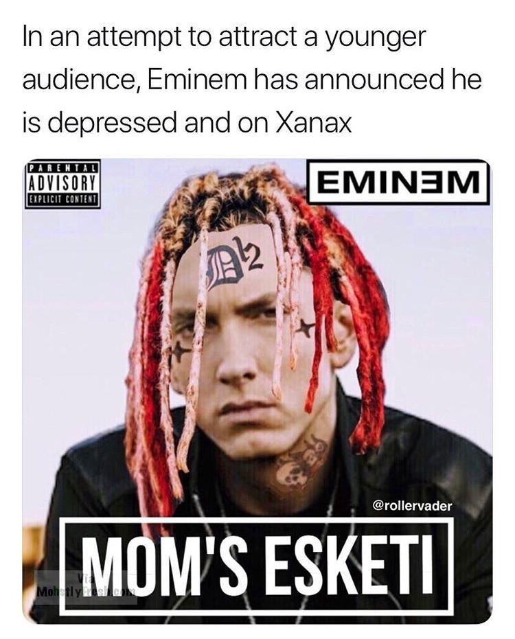 parental advisory - In an attempt to attract a younger audience, Eminem has announced he is depressed and on Xanax Parental Advisory Explicit Content Eminem Mom'S Esketi Mohy