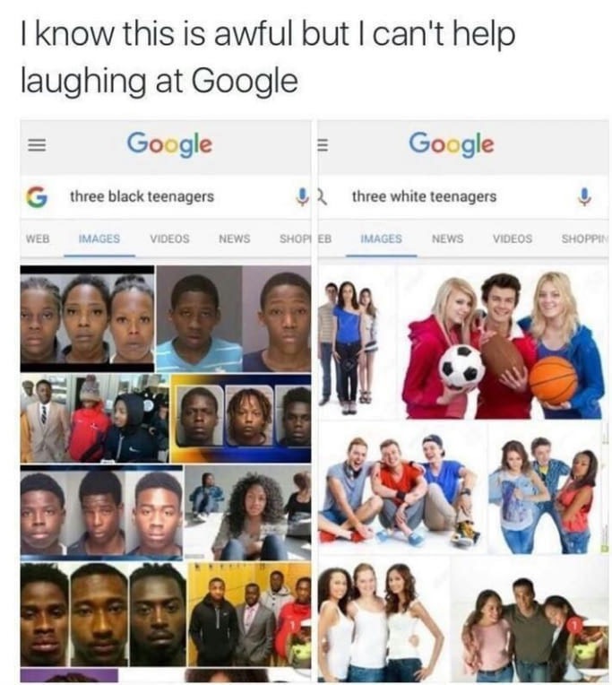 three black teenagers - I know this is awful but I can't help laughing at Google Google Google three black teenagers 2 three white teenagers Web Images Videos News Shopi Eb Images News Videos Shoppin Ti