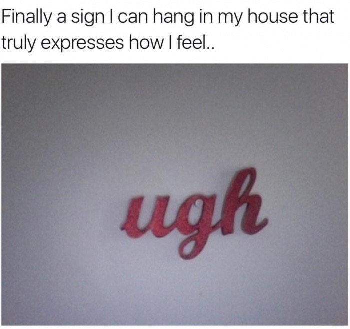 Humour - Finally a sign I can hang in my house that truly expresses how I feel.. ugh