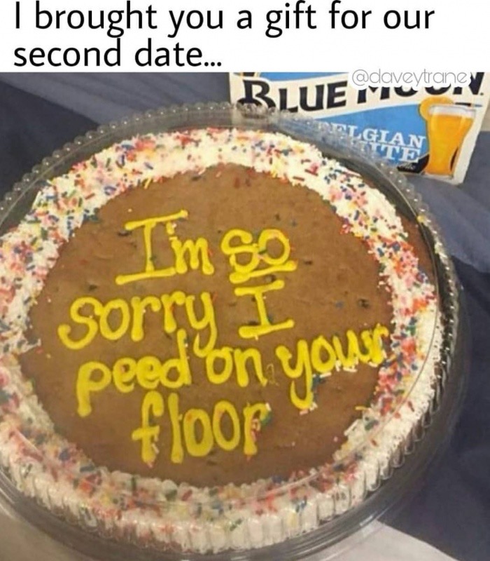 savage cake for a 2nd date i am sorry i peed on your floor