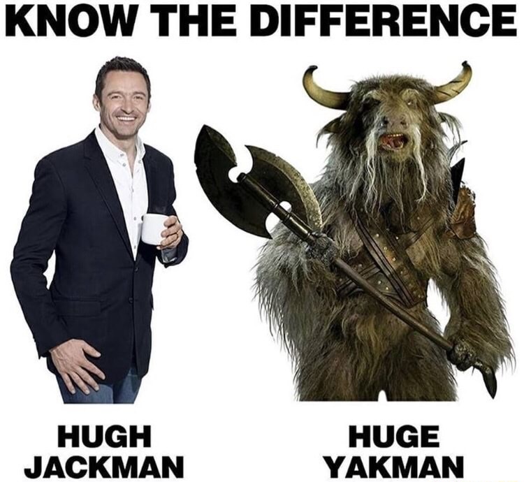 memes - hugh jackman huge yakman - Know The Difference Hugh Jackman Huge Yakman
