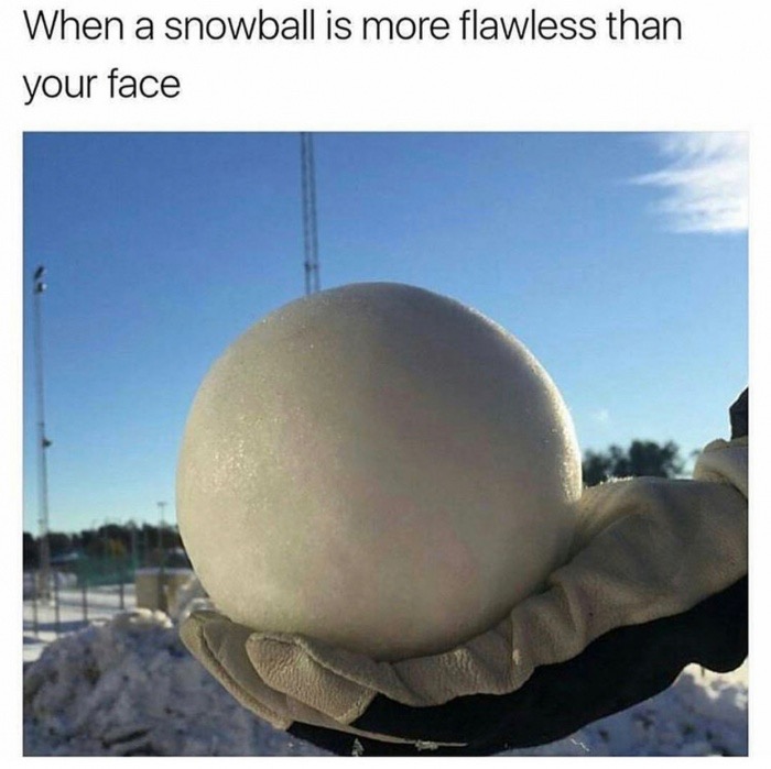 memes - perfect snowball - When a snowball is more flawless than your face.