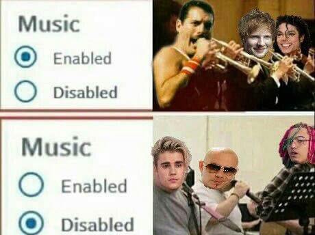 memes - disable music meme - Music O Enabled Disabled Music Enabled Disabled
