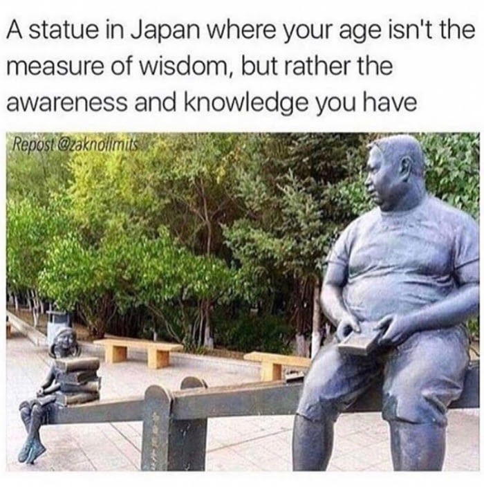 age isn t the measure of wisdom - A statue in Japan where your age isn't the measure of wisdom, but rather the awareness and knowledge you have Repost