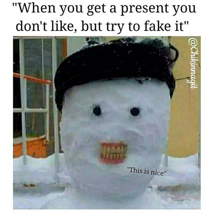 dank meme cold weather dank memes - "When you get a present you don't , but try to fake it" "This is nice"