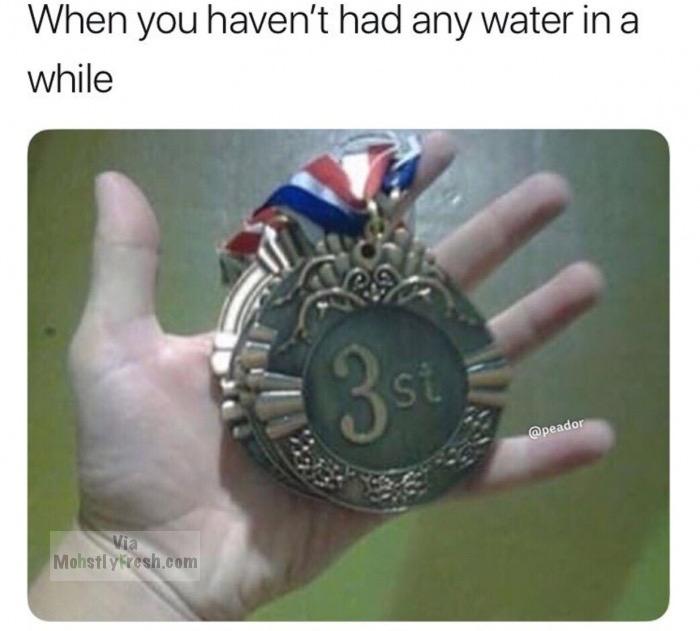 3st place medal - When you haven't had any water in a while Mohstly fresh.com