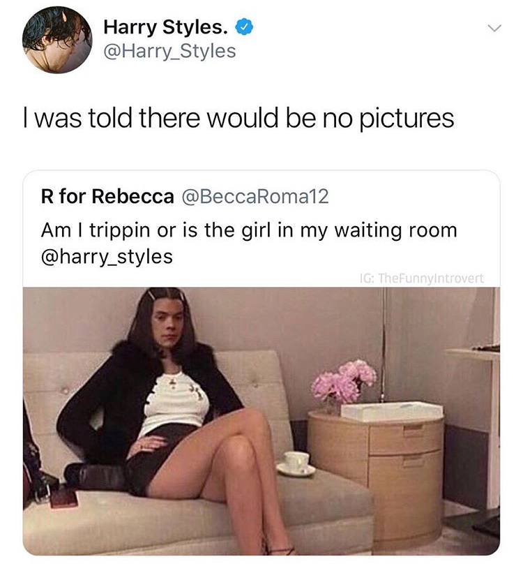 meme girl always sleeping - Harry Styles. Styles I was told there would be no pictures R for Rebecca Am I trippin or is the girl in my waiting room Ig TheFunnyIntrovert