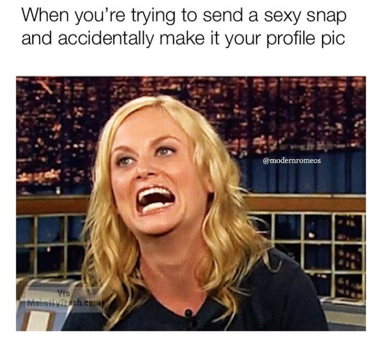 Dank meme of when you try to send sexy snap and accidentally make it your profile pic