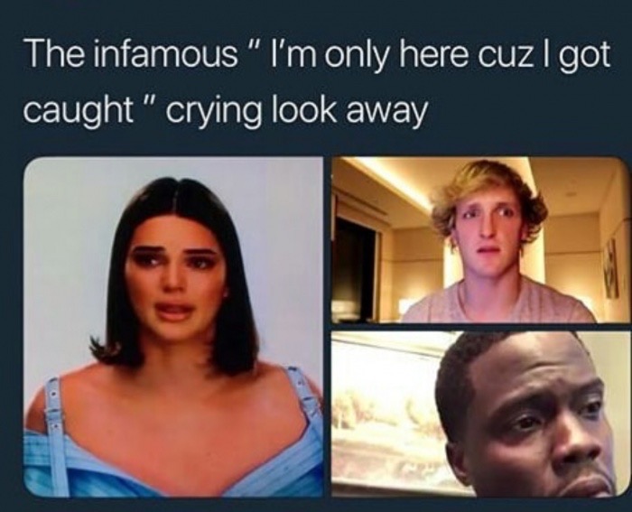fresh memes 2018 march - The infamous " I'm only here cuz I got caught " crying look away