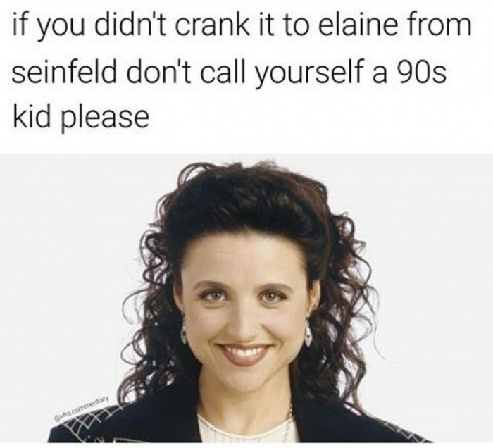elaine from seinfeld - if you didn't crank it to elaine from seinfeld don't call yourself a 90s kid please
