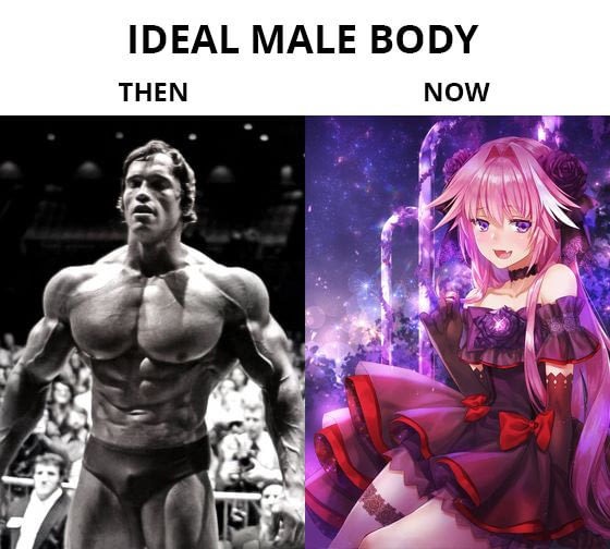 ideal male body meme trap - Ideal Male Body Then Now