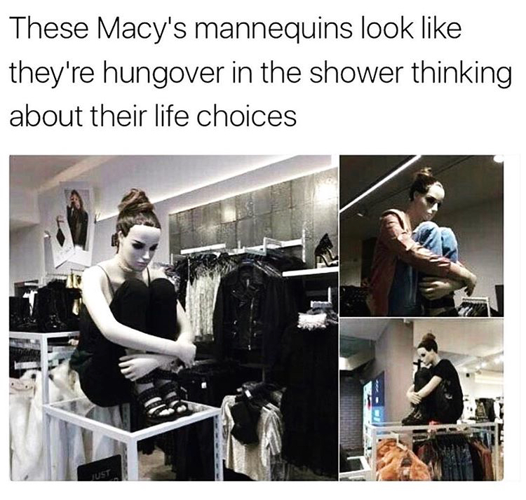 river island mannequin - These Macy's mannequins look they're hungover in the shower thinking about their life choices