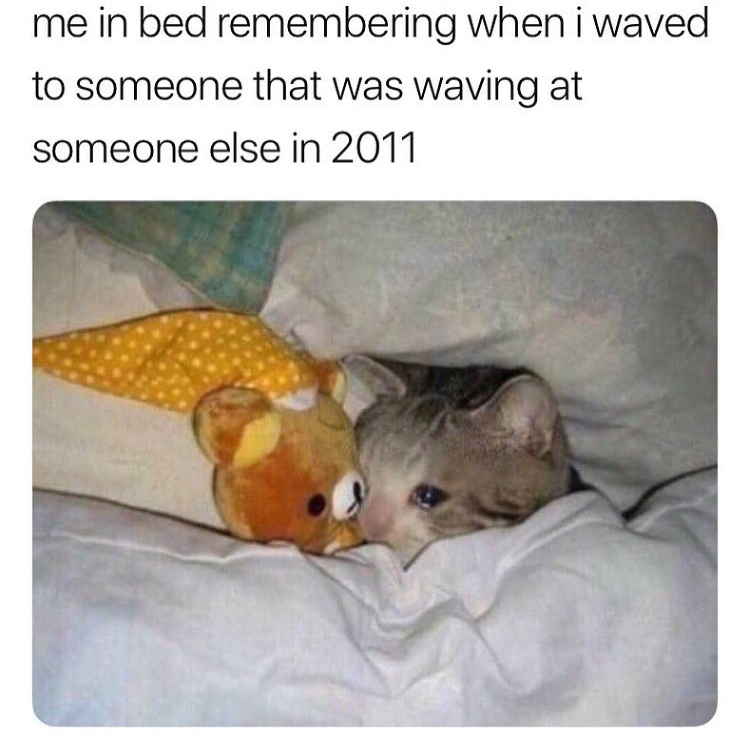 cant sleep meme - me in bed remembering when i waved to someone that was waving at someone else in 2011