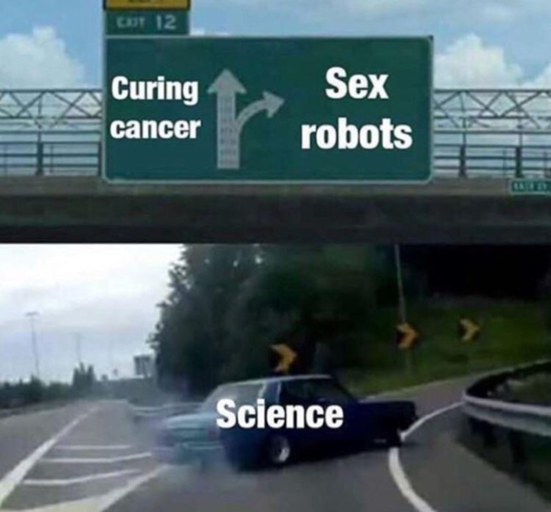 memes  - science car meme - Cut 12 Curing cancer Sex robots Science