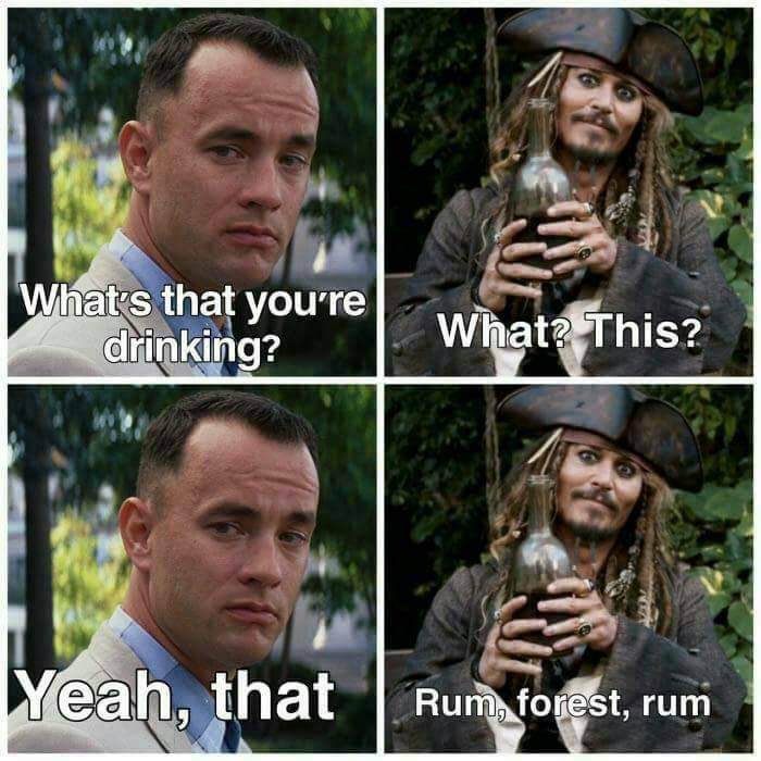 memes  - rum forrest - What's that you're drinking? What? This? Yeah, that Rum forest, rum
