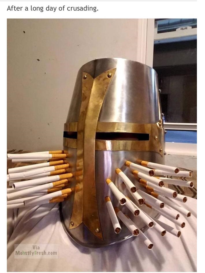 crusader with cigarettes - After a long day of crusading. Via Mohstly Fresh.com