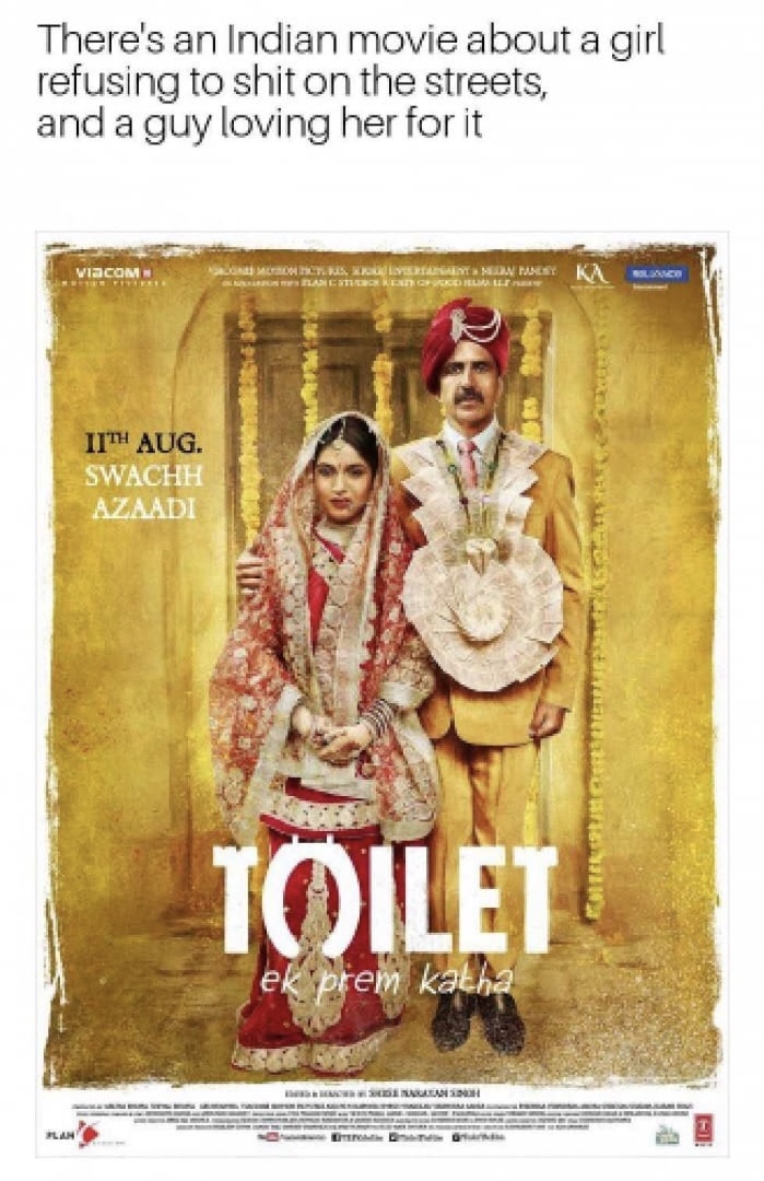 toilet ek prem katha poster - There's an Indian movie about a girl refusing to shit on the streets, and a guy loving her for it wiaCOM Metally But Master Lancomendra Il Iith Aug. Swachh Azaadi Toilet ek prem kath