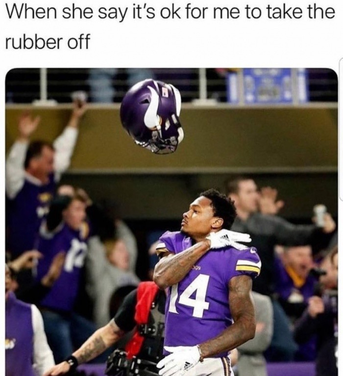 stefon diggs helmet toss - When she say it's ok for me to take the rubber off