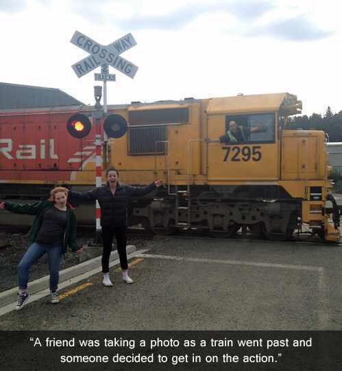 funny train memes - Crossing Rail 7295 "A friend was taking a photo as a train went past and someone decided to get in on the action.
