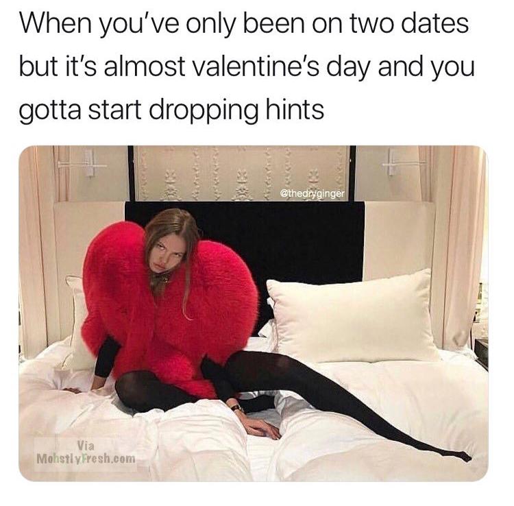 photo caption - When you've only been on two dates but it's almost valentine's day and you gotta start dropping hints Via Mohstly Fresh.com