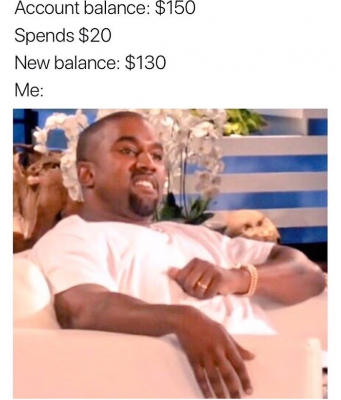 muscle - Account balance $150 Spends $20 New balance $130 Me