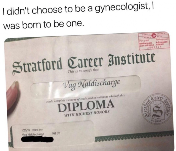 I didn't choose to be a gynecologist, I was born to be one. ont paye Post diagoste Addressed avee adresse A 280 3224 Stratford Career Institute This is to certify that Vag Naldischarge Career could complete a course of study, and in testimony whereof, thi
