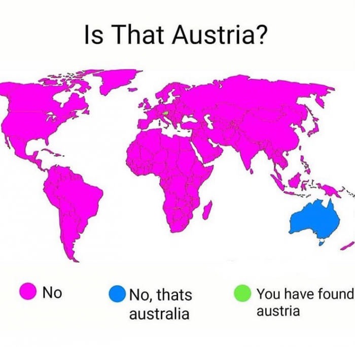 world map - Is That Austria? No No, thats australia You have found austria