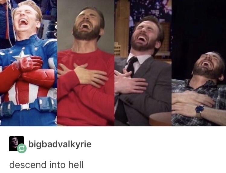 chris evans laughing meme - bigbadvalkyrie descend into hell