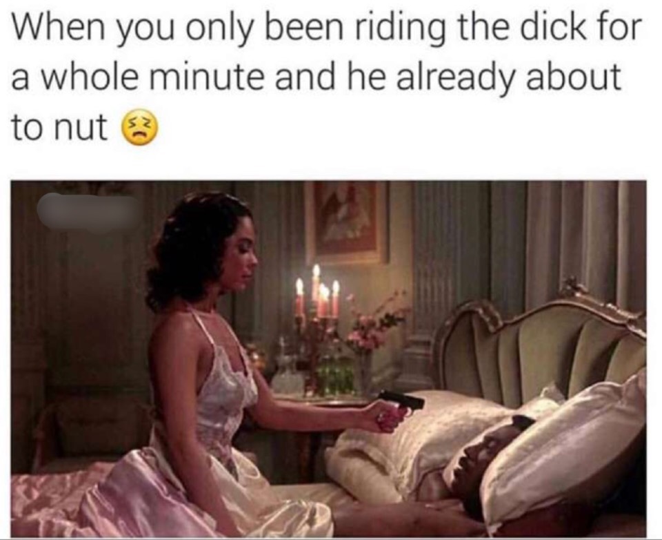photo caption - When you only been riding the dick for a whole minute and he already about to nut 3