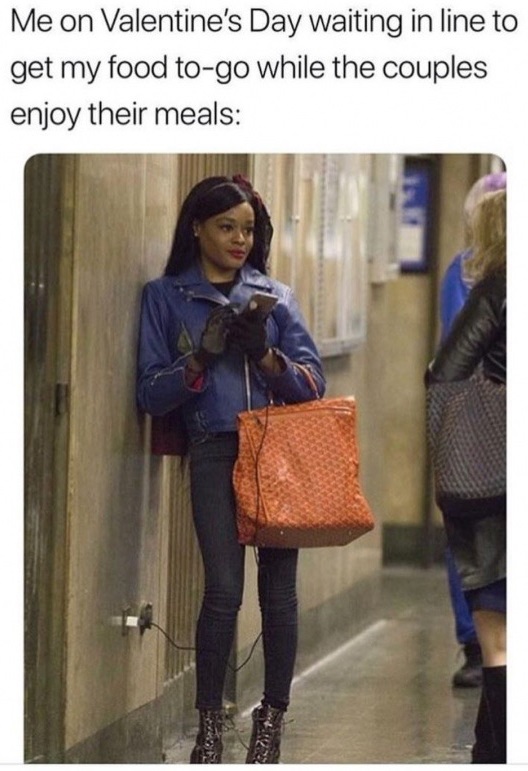 azealia banks court - Me on Valentine's Day waiting in line to get my food togo while the couples enjoy their meals