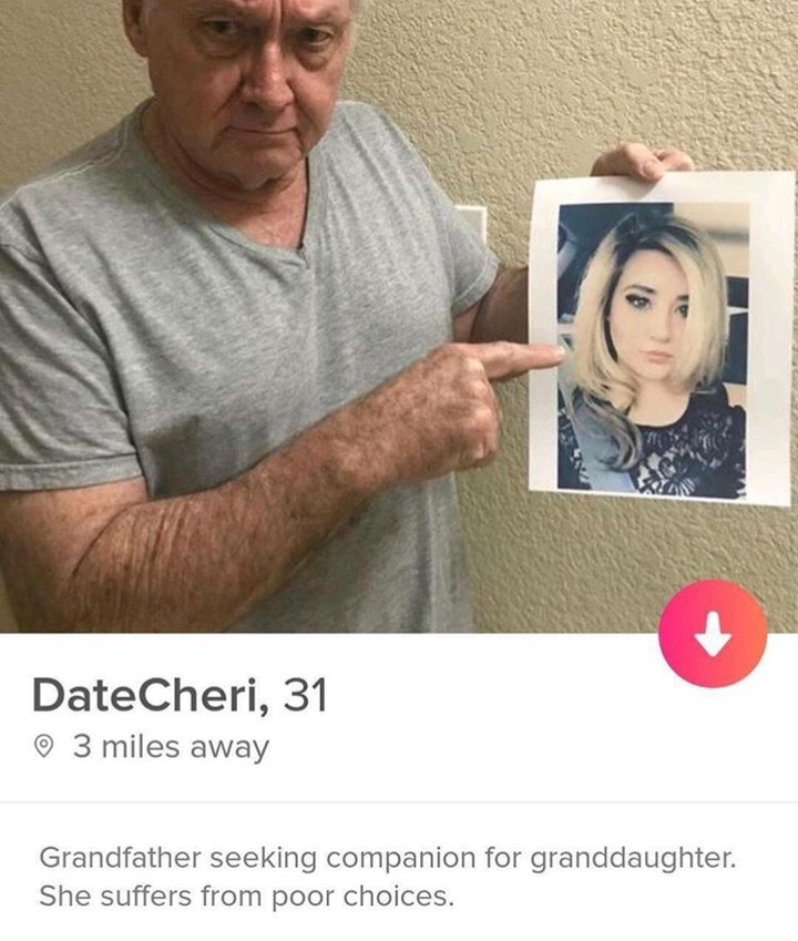 online dating profile - DateCheri, 31 3 miles away Grandfather seeking companion for granddaughter. She suffers from poor choices.