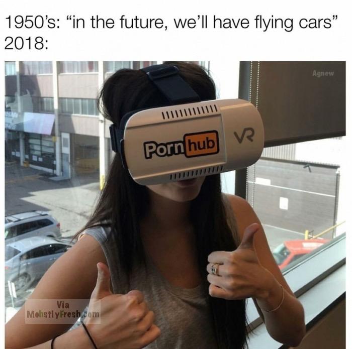 memes - flying cars in 2018 meme - 1950's in the future, we'll have flying cars 2018 Agnew v. Porn hub Iiiiii Via Mohstly Fresh.com