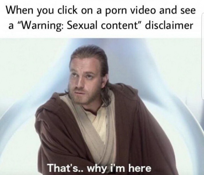 obi wan meme - When you click on a porn video and see a "Warning Sexual content" disclaimer That's.. why i'm here