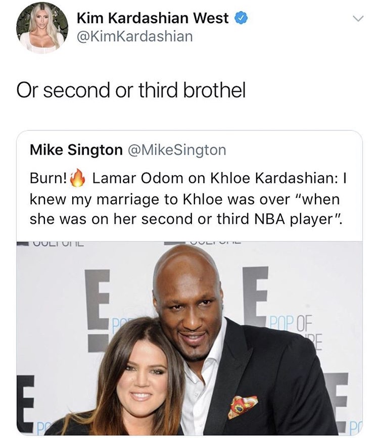 lamar keeping up with the kardashians - Kim Kardashian West Or second or third brothel Mike Sington Sington Burn! Lamar Odom on Khloe Kardashian knew my marriage to Khloe was over "when she was on her second or third Nba player". Uuli Unl Pop Of