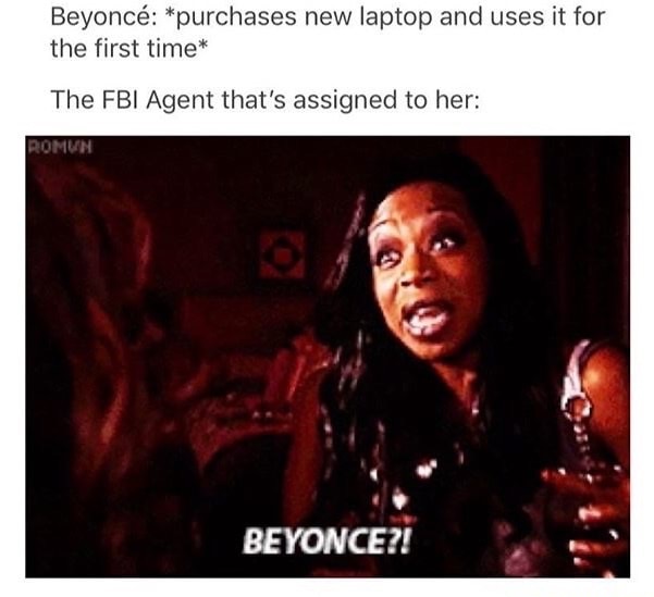 photo caption - Beyonc purchases new laptop and uses it for the first time The Fbi Agent that's assigned to her Romun Beyonce?!