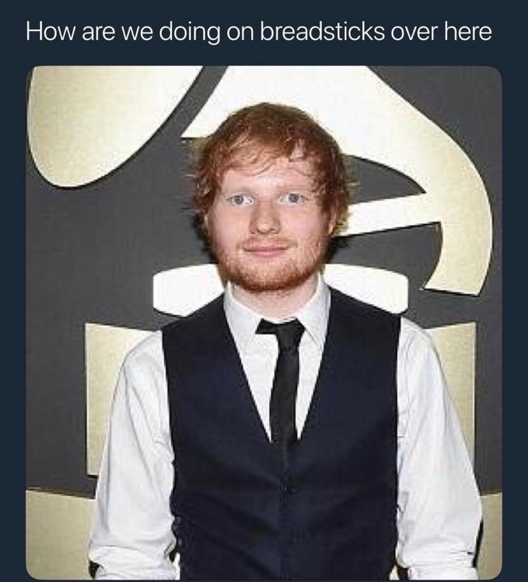 lady gaga mistakes ed sheeran for waiter - How are we doing on breadsticks over here
