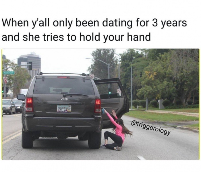 can we listen to something else besides pokemon - When y'all only been dating for 3 years and she tries to hold your hand Jeep