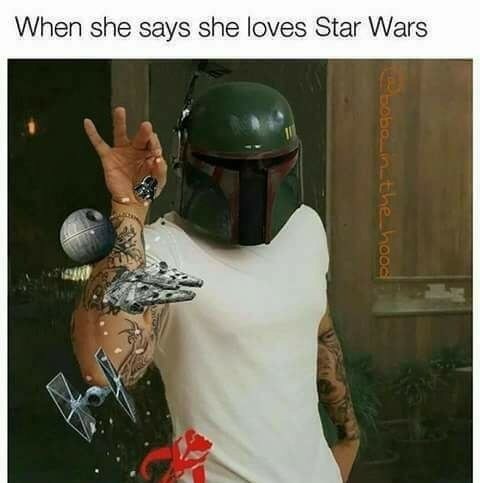 photo caption - When she says she loves Star Wars Sboben in the hood