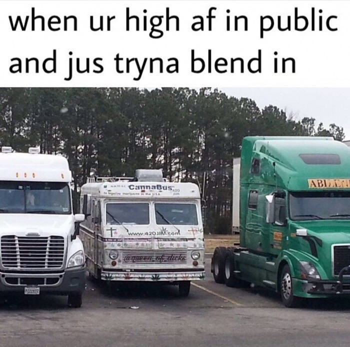 meme - commercial vehicle - when ur high af in public and jus tryna blend in Abilni Cannabus, Dre