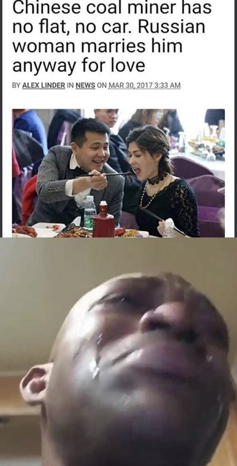 russian chinese meme - Chinese coal miner has no flat, no car. Russian woman marries him anyway for love By Alex Linder In News On