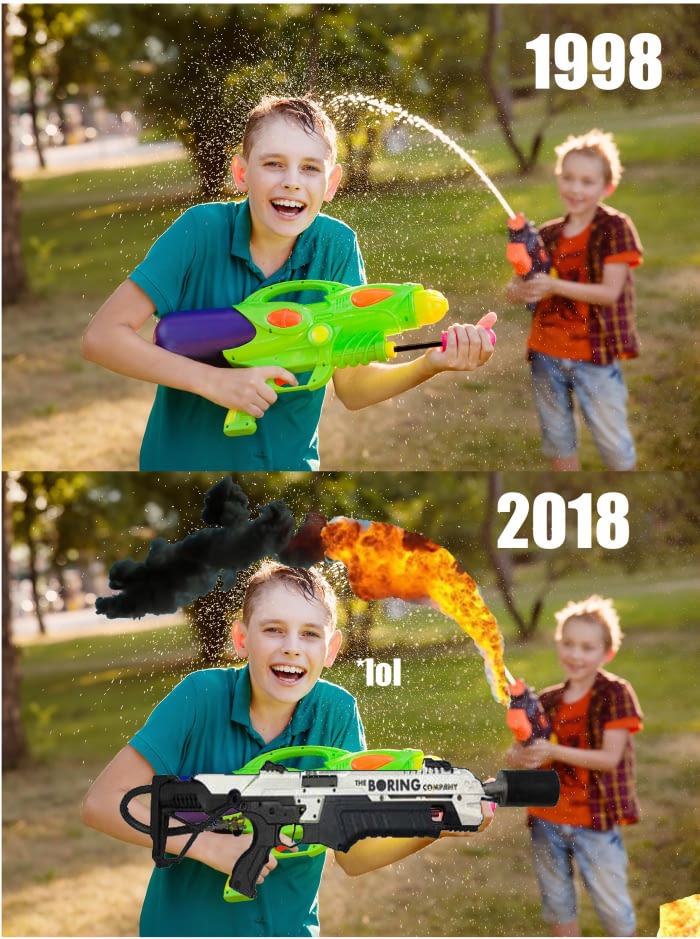 playing with super soaker - 1998 2018 Thi Boring Company