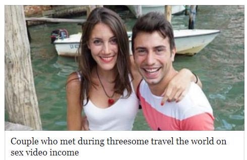 Couple who met during threesome travel the world on sex video income