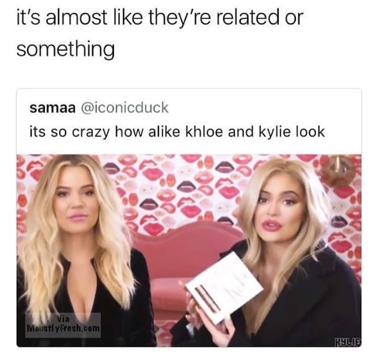 beauty - it's almost they're related or something samaa its so crazy how a khloe and kylie look Via MonstlyFresh.com Kylie
