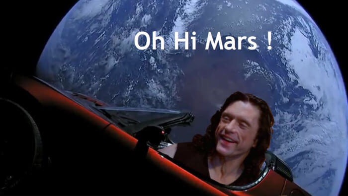 tesla in space memes - Oh Hi Mars !