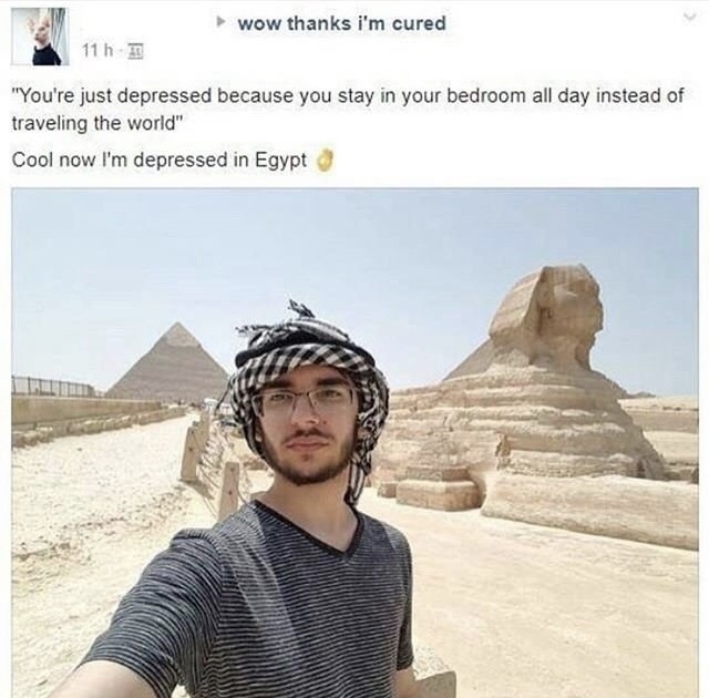 meme about depression and travel