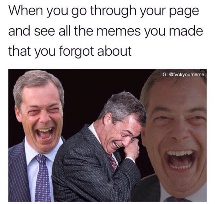 Nigel laughing meme about when you find your old list of memes