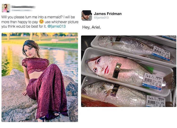 james fridman photoshop - James Fridman fami013 Will you please turn me into a mermaid? I will be more than happy to pay use whichever picture you think would be best for it. Hey, Ariel. .