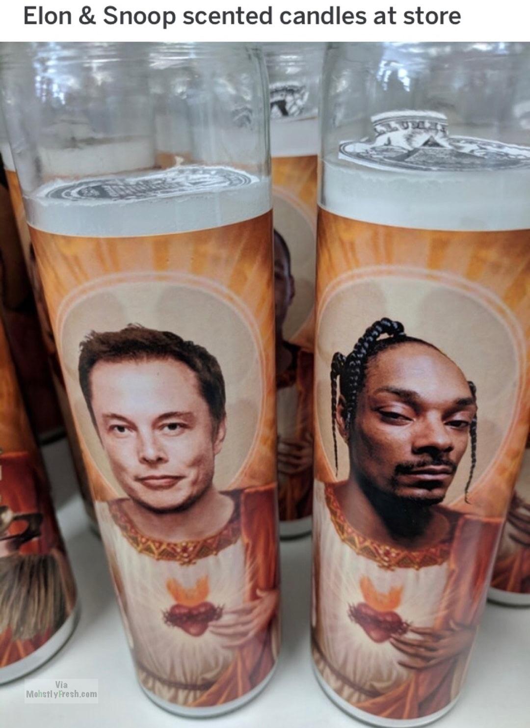 dank meme cup - Elon & Snoop scented candles at store Mohstly Presh.com